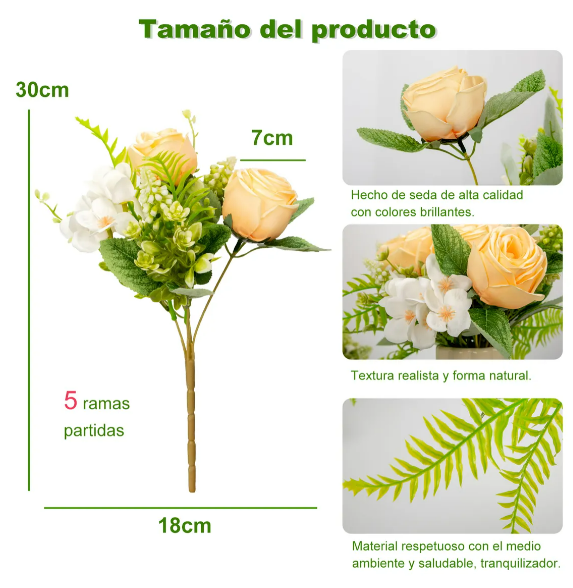 Foto 4 pulgar | Xtellar 4 Ramos De Rosas De Lujo Artificiales - Perfectas Para Bodas Y Decoración Elegante