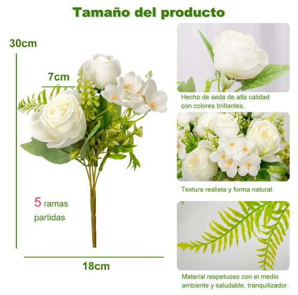 Foto 4 pulgar | Xtellar 4 Ramos De Rosas De Lujo Artificiales - Perfectas Para Bodas Y Decoración Elegante