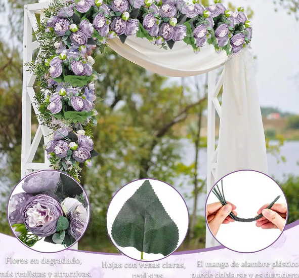 Foto 2 | Juego De 3 Ramos Xtellar De Peonías Artificiales Para Decoración Versátil