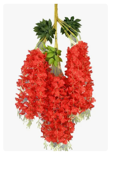 Foto 1 | Flores Artificiales Wisteria Rojas 12 Piezas