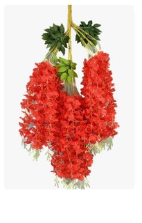 Foto 1 | Flores Artificiales Wisteria Rojas 12 Piezas