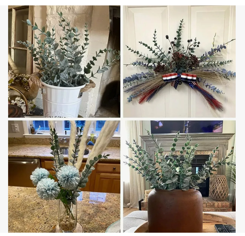 Foto 6 | 48 Piezas Tallos De Eucalipto Decoración Hojas Artificiales