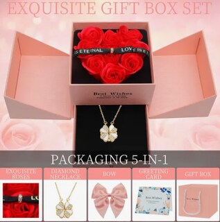 Foto 2 | Flores Xtellar Rosa Eterna Y Collar De Corazón Regalo Para Mujeres