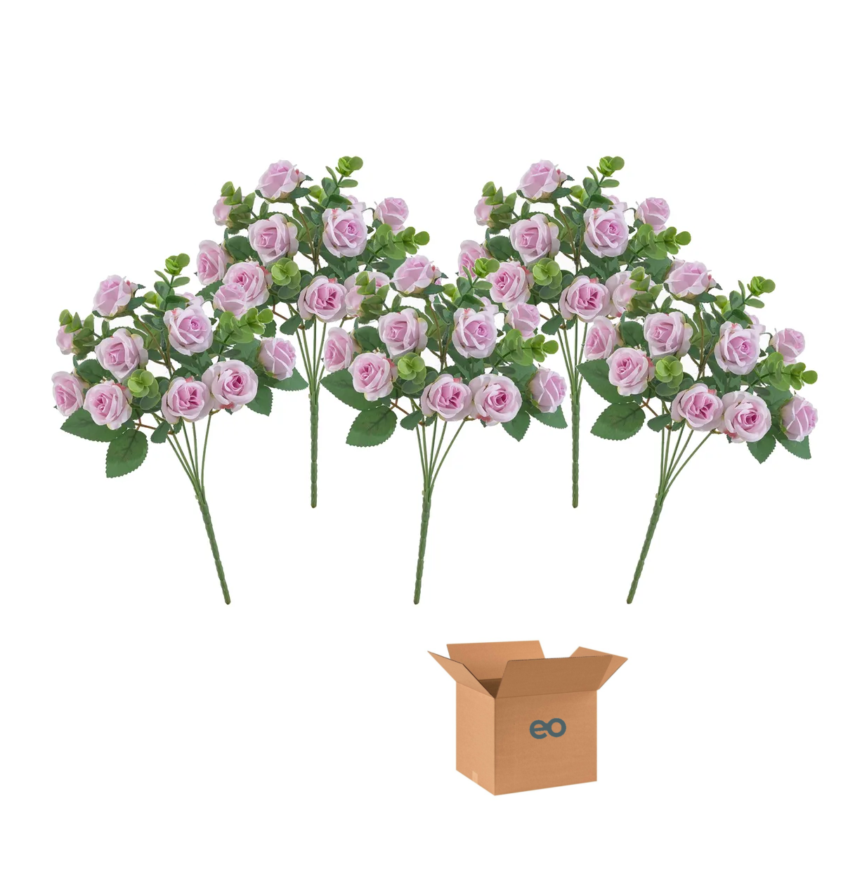 Foto 2 pulgar | 5 Ramos Flores Rose Artificiales Rama Decorativa 50 Flores Eo Safe Imports Esi-19811 Purpura