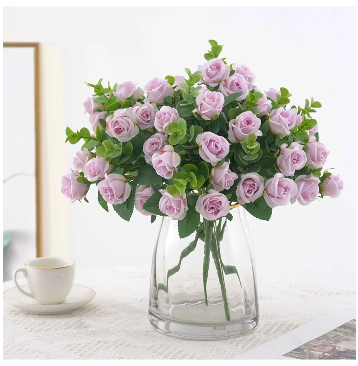 Foto 3 pulgar | 5 Ramos Flores Rose Artificiales Rama Decorativa 50 Flores Eo Safe Imports Esi-19811 Purpura