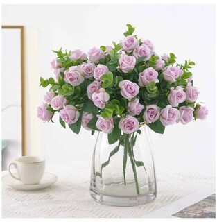 Foto 2 | 5 Ramos Flores Rose Artificiales Rama Decorativa 50 Flores Eo Safe Imports Esi-19811 Purpura