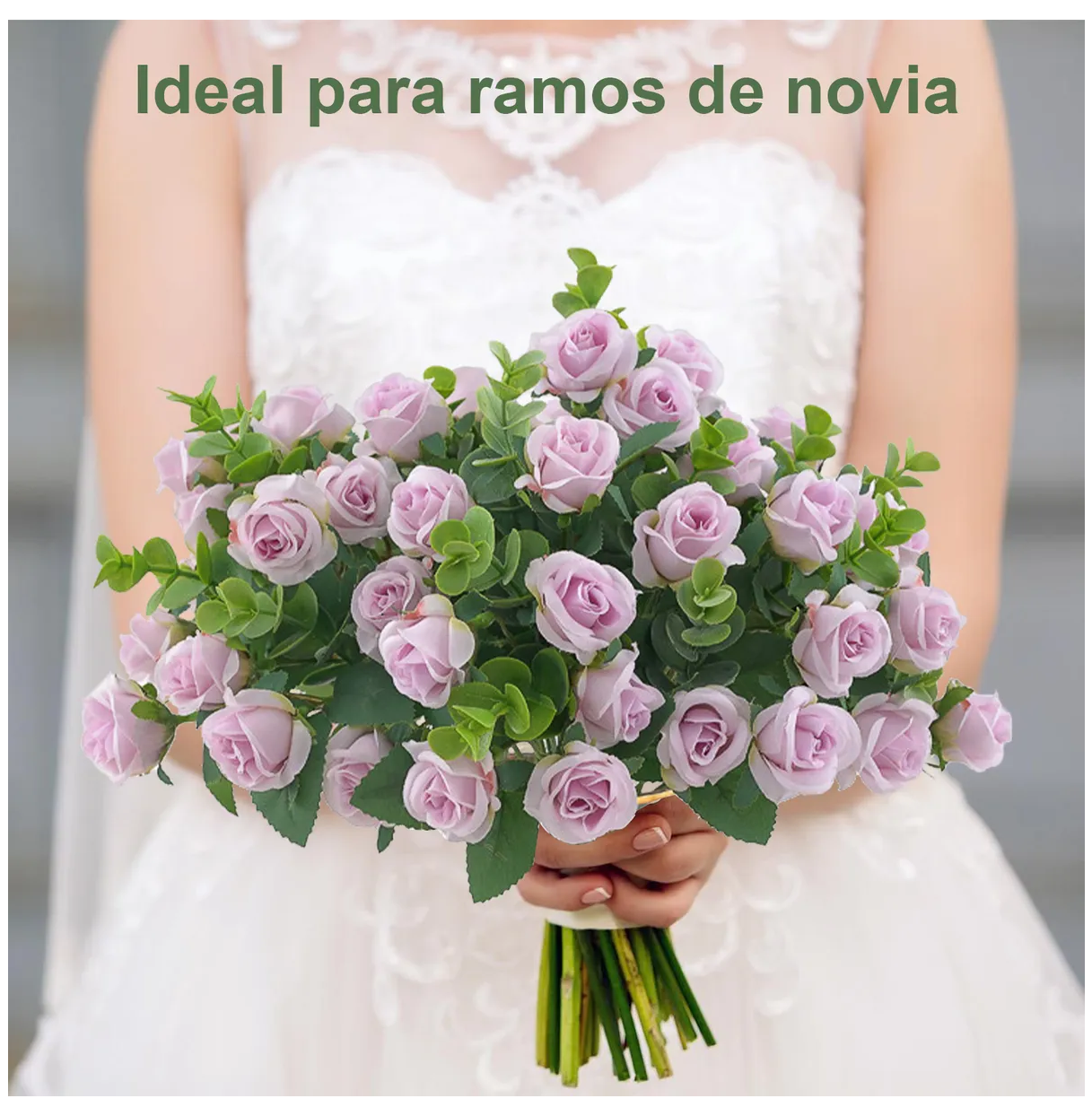 Foto 4 pulgar | 5 Ramos Flores Rose Artificiales Rama Decorativa 50 Flores Eo Safe Imports Esi-19811 Purpura