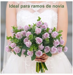 Foto 3 | 5 Ramos Flores Rose Artificiales Rama Decorativa 50 Flores Eo Safe Imports Esi-19811 Purpura