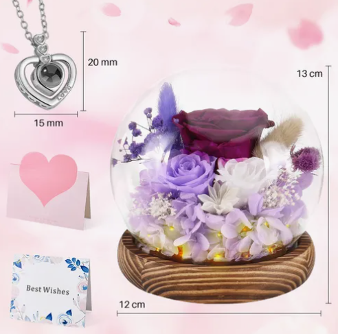 Foto 4 pulgar | Flor Xtellar Eterna Rosas Caja Con Collar Y Regalos Mujer Exquisita