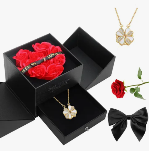 Flores Xtellar Rosa Eterna Y Collar De Corazón Regalo Para  Mujeres