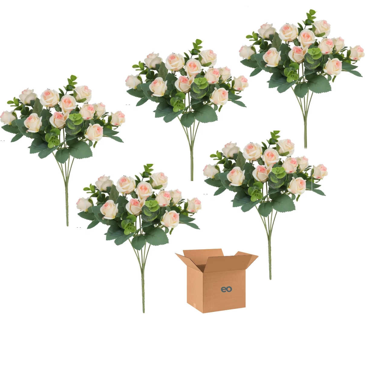 Foto 2 pulgar | 5 Ramos Flores Rose Artificiales Rama Decorativa 50 Flores Eo Safe Imports Esi-19813 Rosa