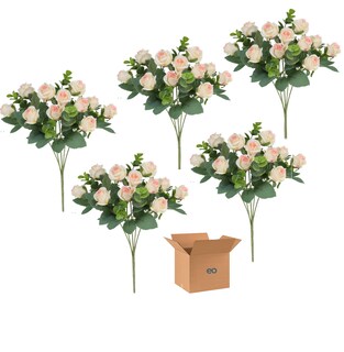 Foto 1 | 5 Ramos Flores Rose Artificiales Rama Decorativa 50 Flores Eo Safe Imports Esi-19813 Rosa