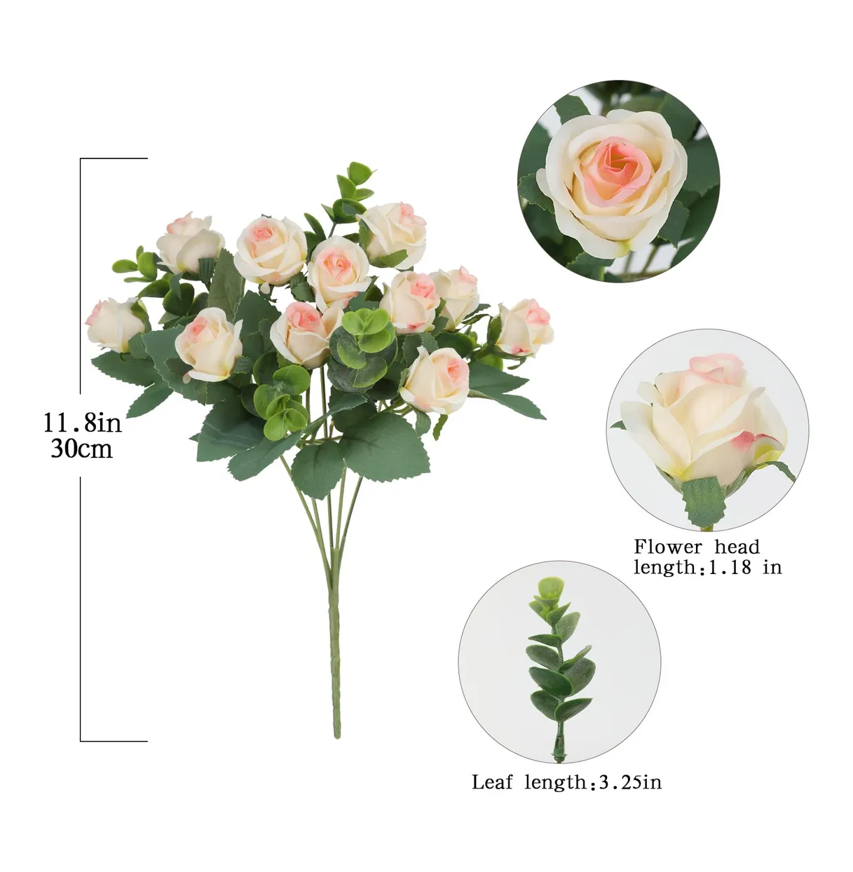 Foto 3 pulgar | 5 Ramos Flores Rose Artificiales Rama Decorativa 50 Flores Eo Safe Imports Esi-19813 Rosa