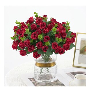 Foto 2 | 5 Ramos Flores Rose Artificiales Rama Decorativa 50 Flores Eo Safe Imports Esi-19812 Rojo
