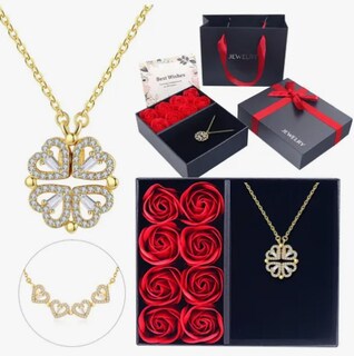 Foto 1 | Flores Xtellar Rosas Eternas Y Collar Cuatro Tréboles Regalo Mujeres