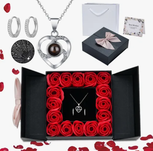 Foto 2 pulgar | Flores Xtellar Rosas Eternas Y Collar De Corazón Regalo Para Mujeres