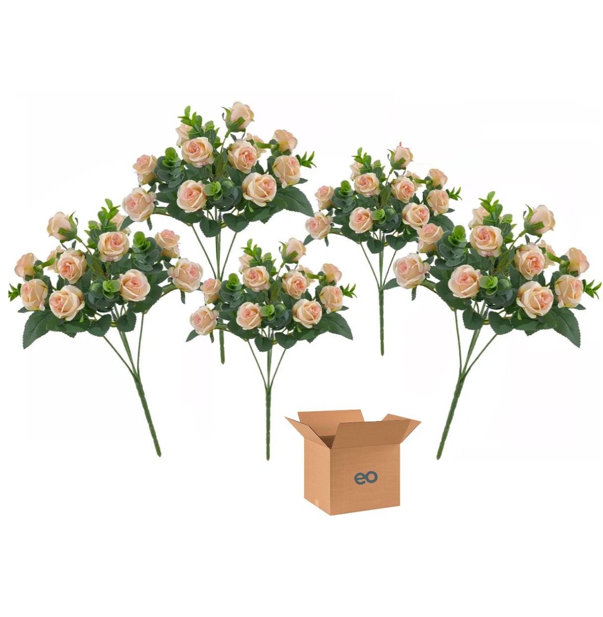 Foto 2 pulgar | 5 Ramos Flores Rose Artificiales Rama Decorativa 50 Flores Eo Safe Imports Esi-19810 Beige