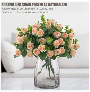 Foto 3 | 5 Ramos Flores Rose Artificiales Rama Decorativa 50 Flores Eo Safe Imports Esi-19810 Beige