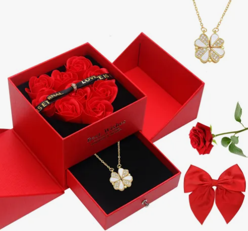 Foto 1 | Flores Xtellar Rosa Eterna Y Collar De Corazón Regalo Para  Mujeres