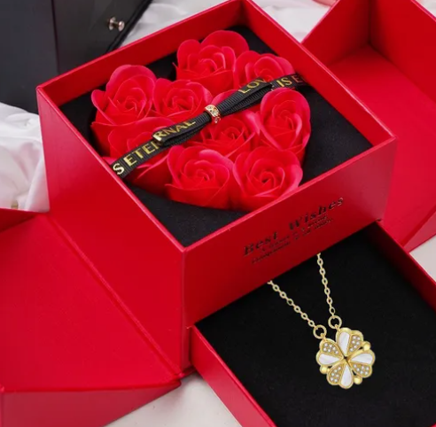 Foto 3 pulgar | Flores Xtellar Rosa Eterna Y Collar De Corazón Regalo Para  Mujeres