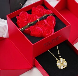 Foto 2 | Flores Xtellar Rosa Eterna Y Collar De Corazón Regalo Para Mujeres