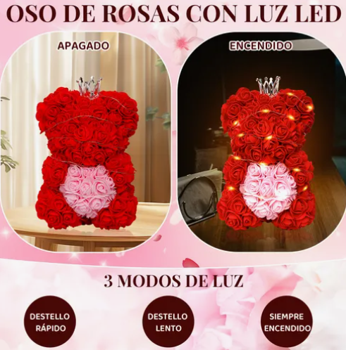 Foto 4 pulgar | Oso Xtellar Rosas Flor Eterna Boda San Valentín Festivo Regalo Mujer