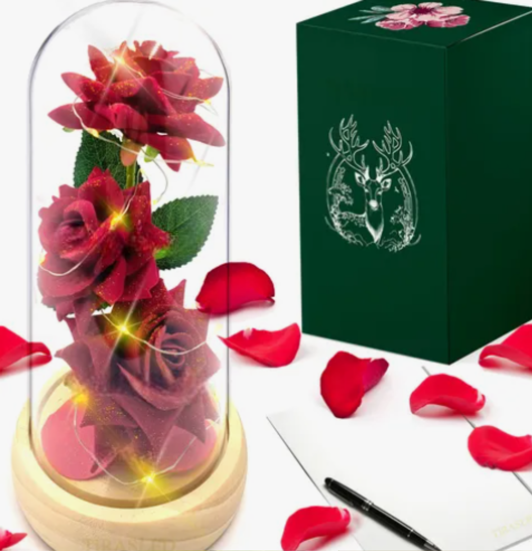 Foto 2 pulgar | Rosa Xtellar Flor Artificiales Eterna Roja Regalo 3 Rosas Con 25 Led