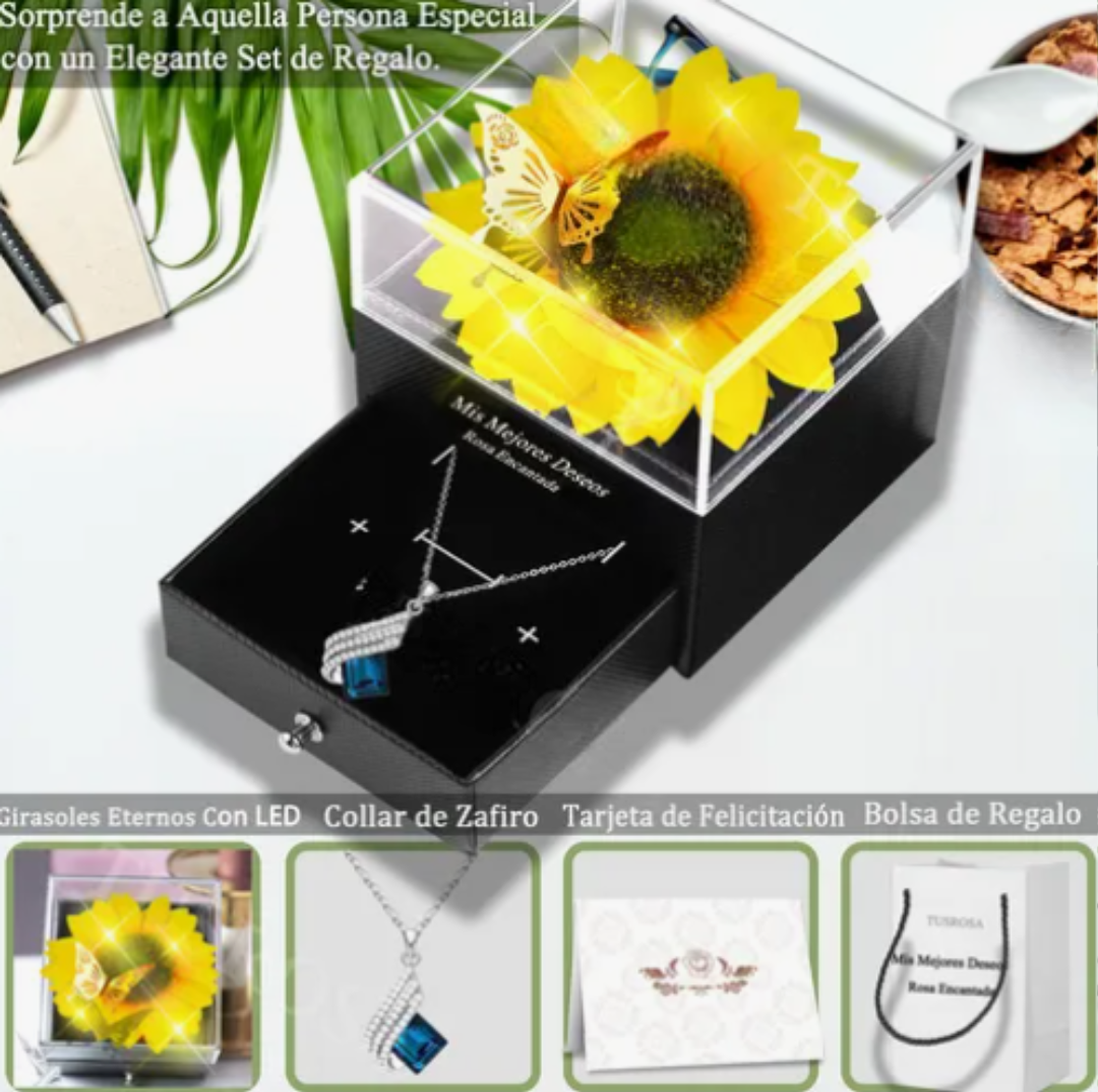 Foto 3 pulgar | Flores Xtellar De Girasoles Eterna Con De Collar Regalo San Valentín