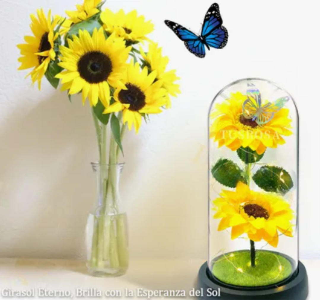 Foto 4 pulgar | Regalos Xtellar Para Ella Girasol Flores Eternas Artificiale Con Luz