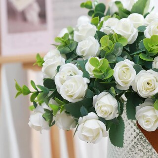 Foto 2 | 5 Ramos Flores Rose Artificiales Rama Decorativa 50 Flores Eo Safe Imports Esi-19809 Blanco