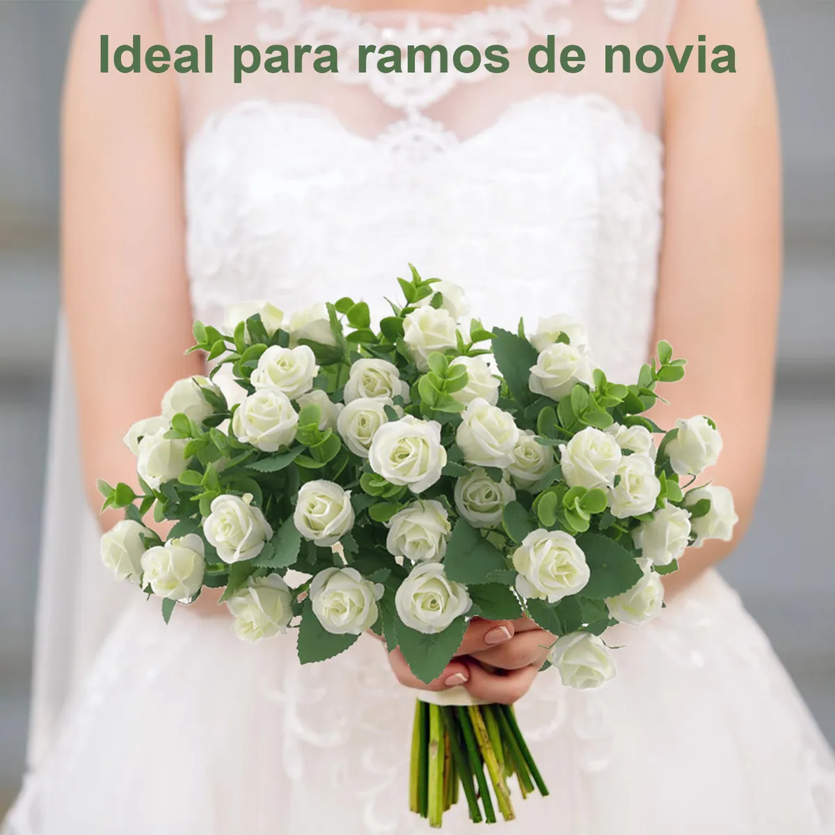 Foto 4 pulgar | 5 Ramos Flores Rose Artificiales Rama Decorativa 50 Flores Eo Safe Imports Esi-19809 Blanco