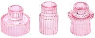 Set De 3 Portavelas Vixdonos De Cristal Rosa - Venta Internacional.