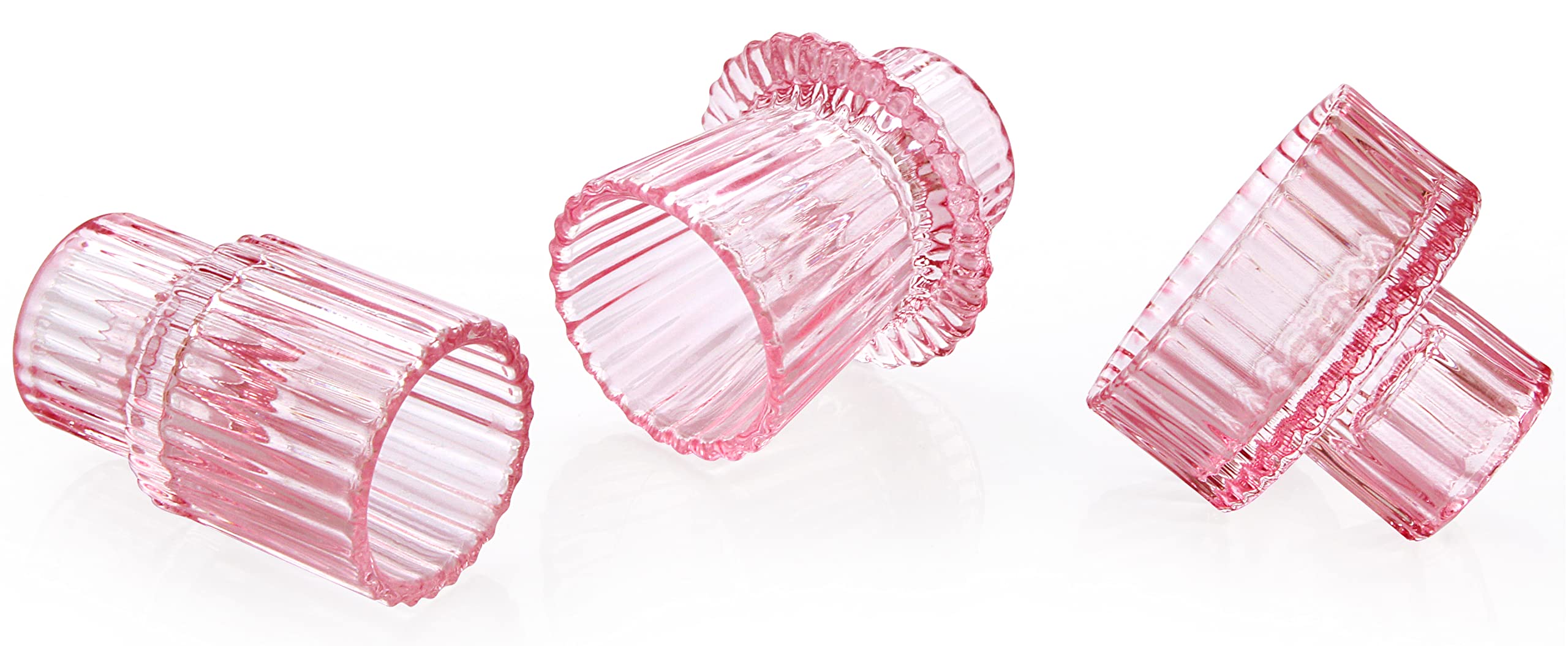 Foto 3 | Set De 3 Portavelas Vixdonos De Cristal Rosa - Venta Internacional.