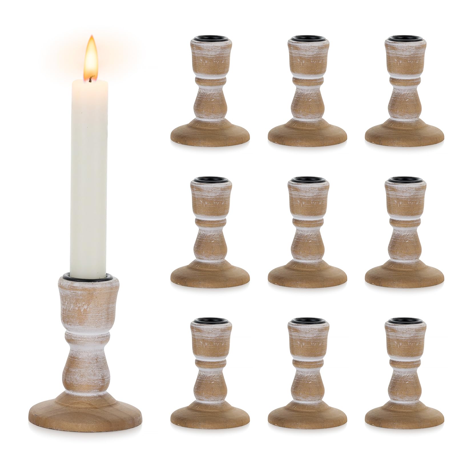 Foto 2 pulgar | Soporte Para Velas Nuptio Vintage Brown Wood, 10 Unidades - Venta Internacional.