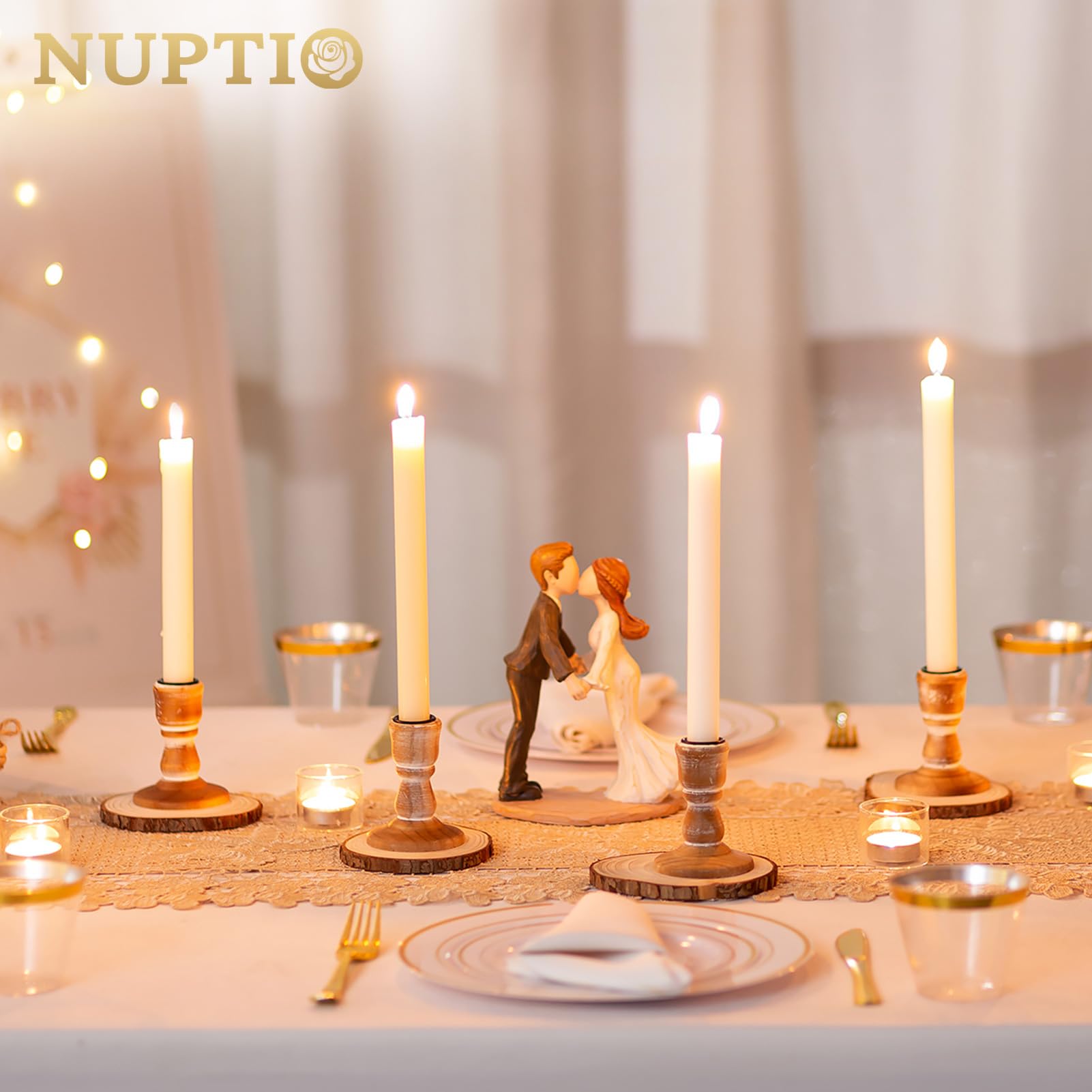 Foto 5 pulgar | Soporte Para Velas Nuptio Vintage Brown Wood, 10 Unidades - Venta Internacional.