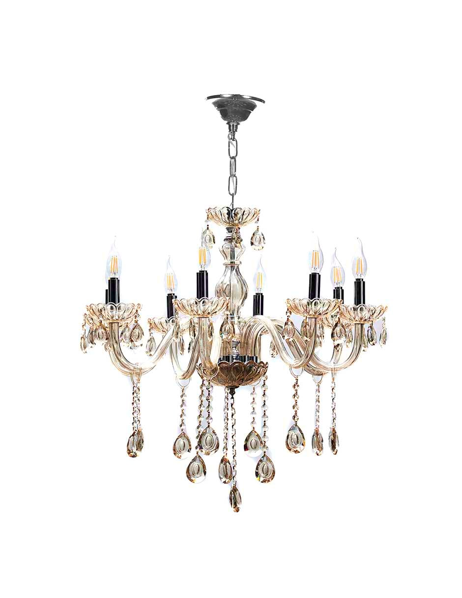 Candelabro Gamalux  8102/8L color Cobre 8 Luces Cristal Cortado $6,667