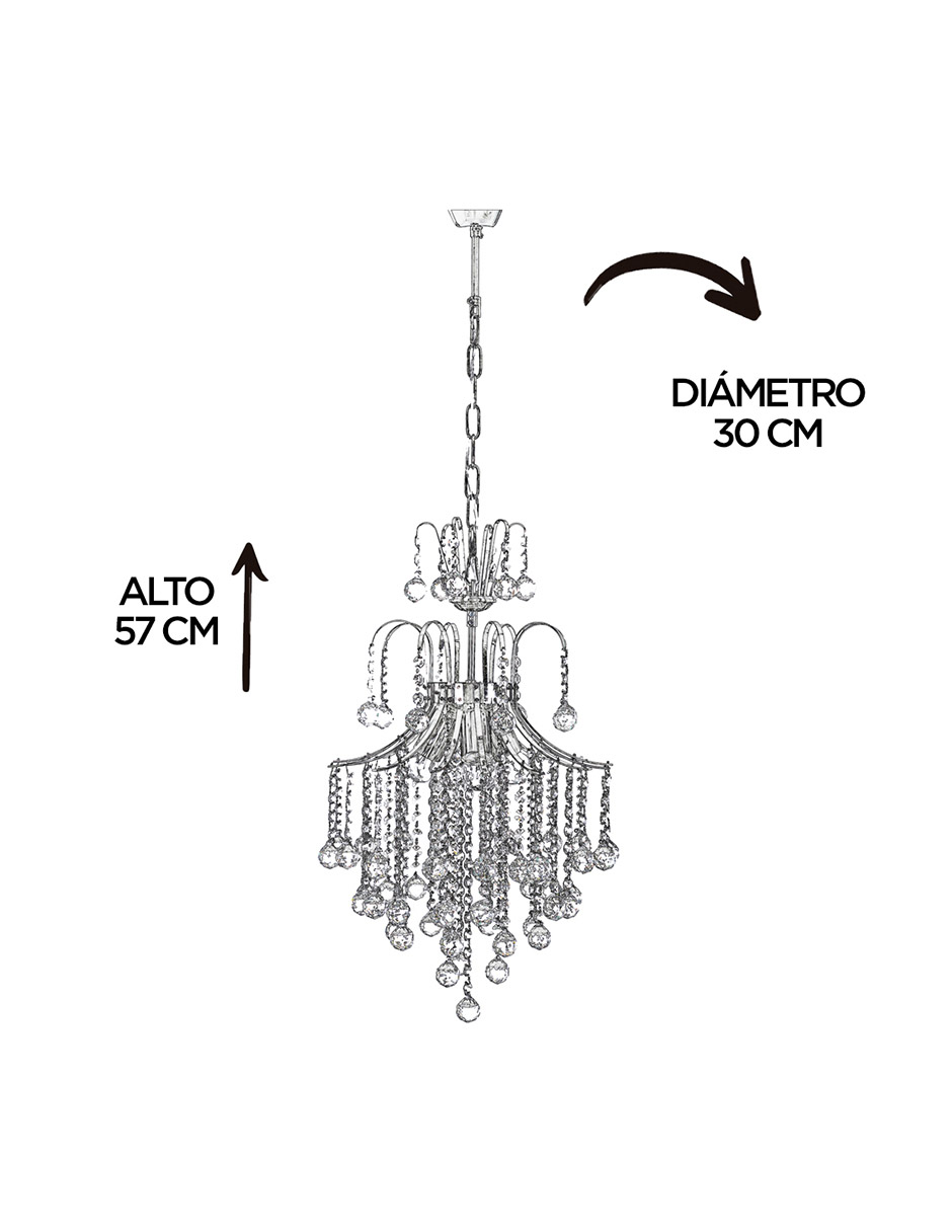 Foto 5 | Candil Gamalux Europa Venecia de 3 Luces Cristal Cortado High Quality K9 de Alto Brillo