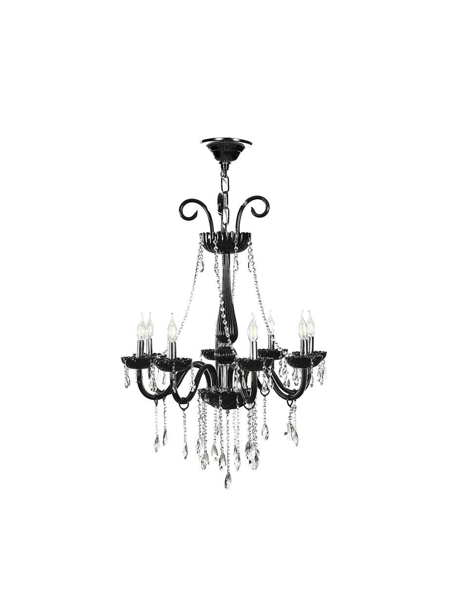 Foto 1 | Candil Gamalux Palace 8 Luces color Negro Cristal Cortado High Quality K9 de Alto Brillo