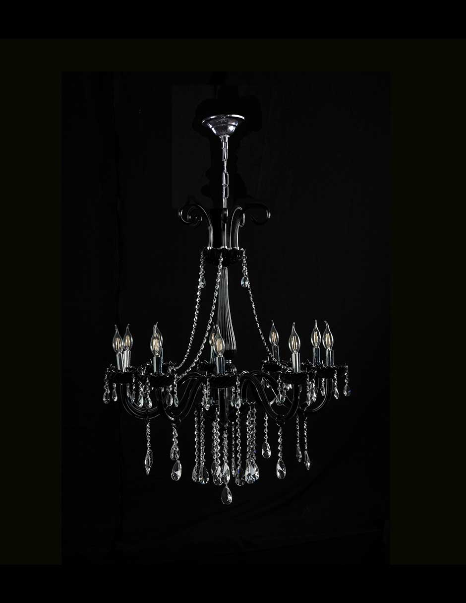 Foto 2 | Candil Gamalux Palace 10 Luces Cristal Cortado High Quality K9 de Alto Brillo color Negro