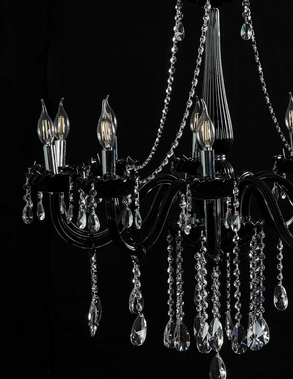 Foto 4 | Candil Gamalux Palace 10 Luces Cristal Cortado High Quality K9 de Alto Brillo color Negro