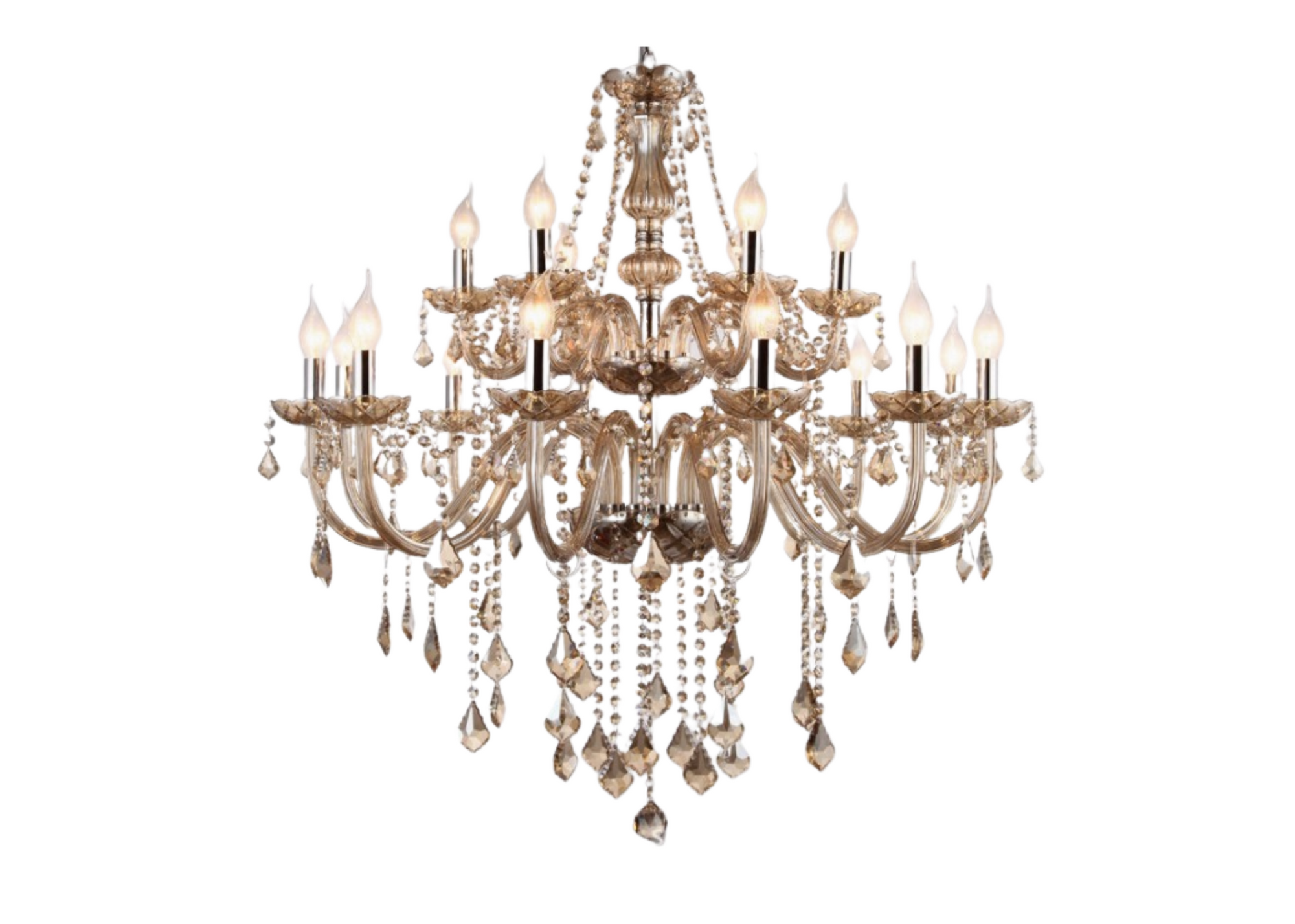 Lámpara Candil de Cristal Iliosinnova Candelabro 12+6 Focos Estilo Europeo