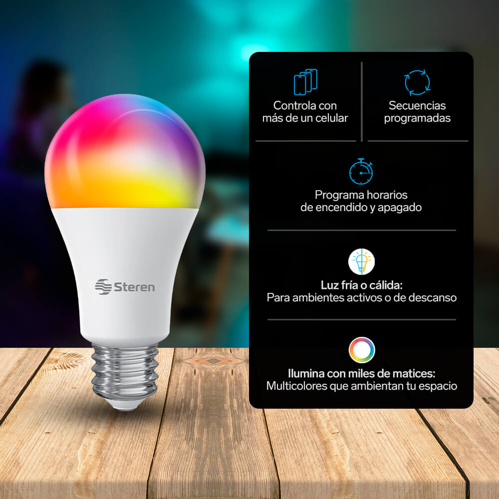 Foto 4 pulgar | Foco Led Steren WIFI Multicolor de 10 W Shome-120