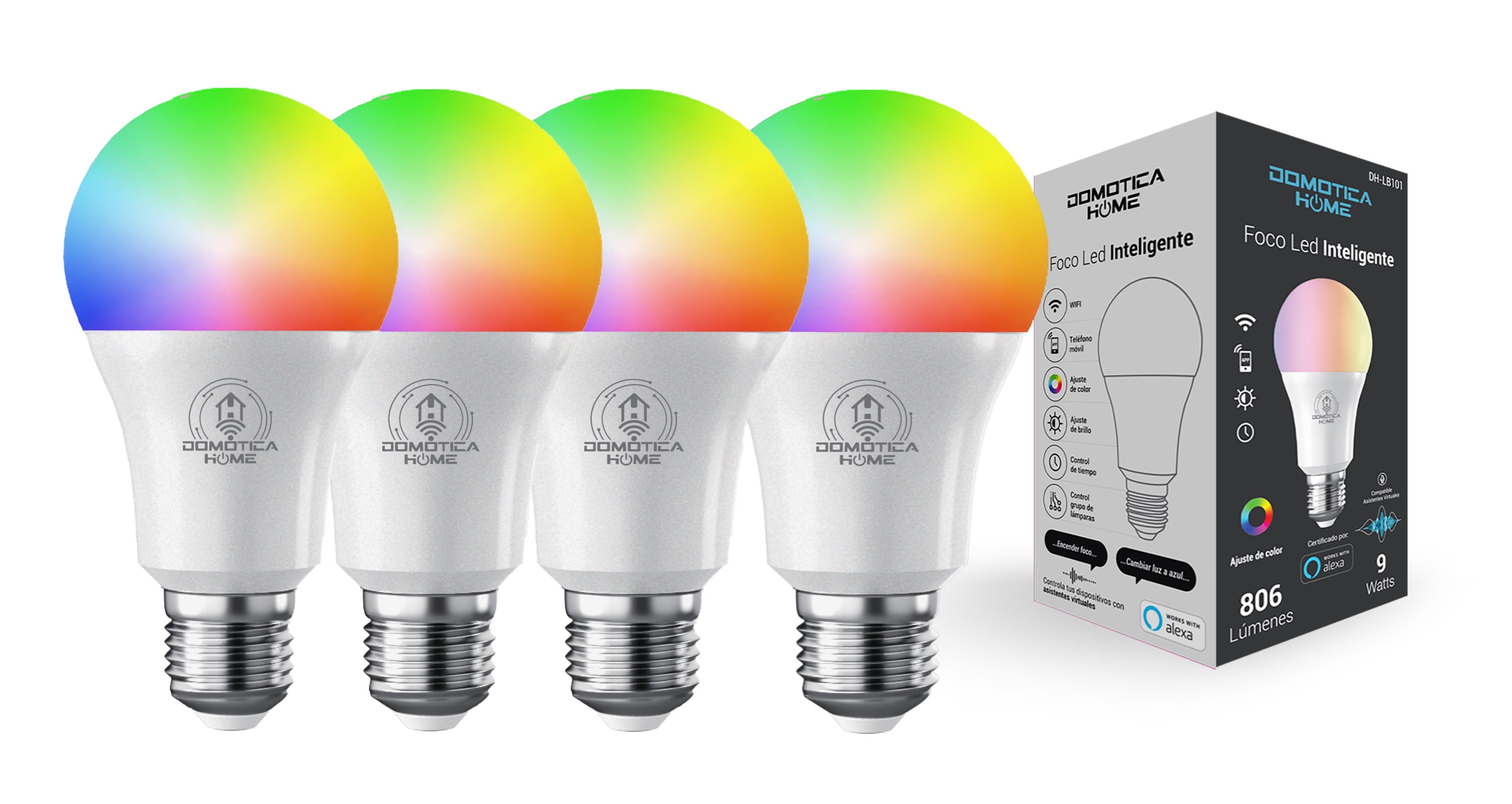 Foto 1 | Focos Inteligentes Domotica Home Pack 4 Multicolor