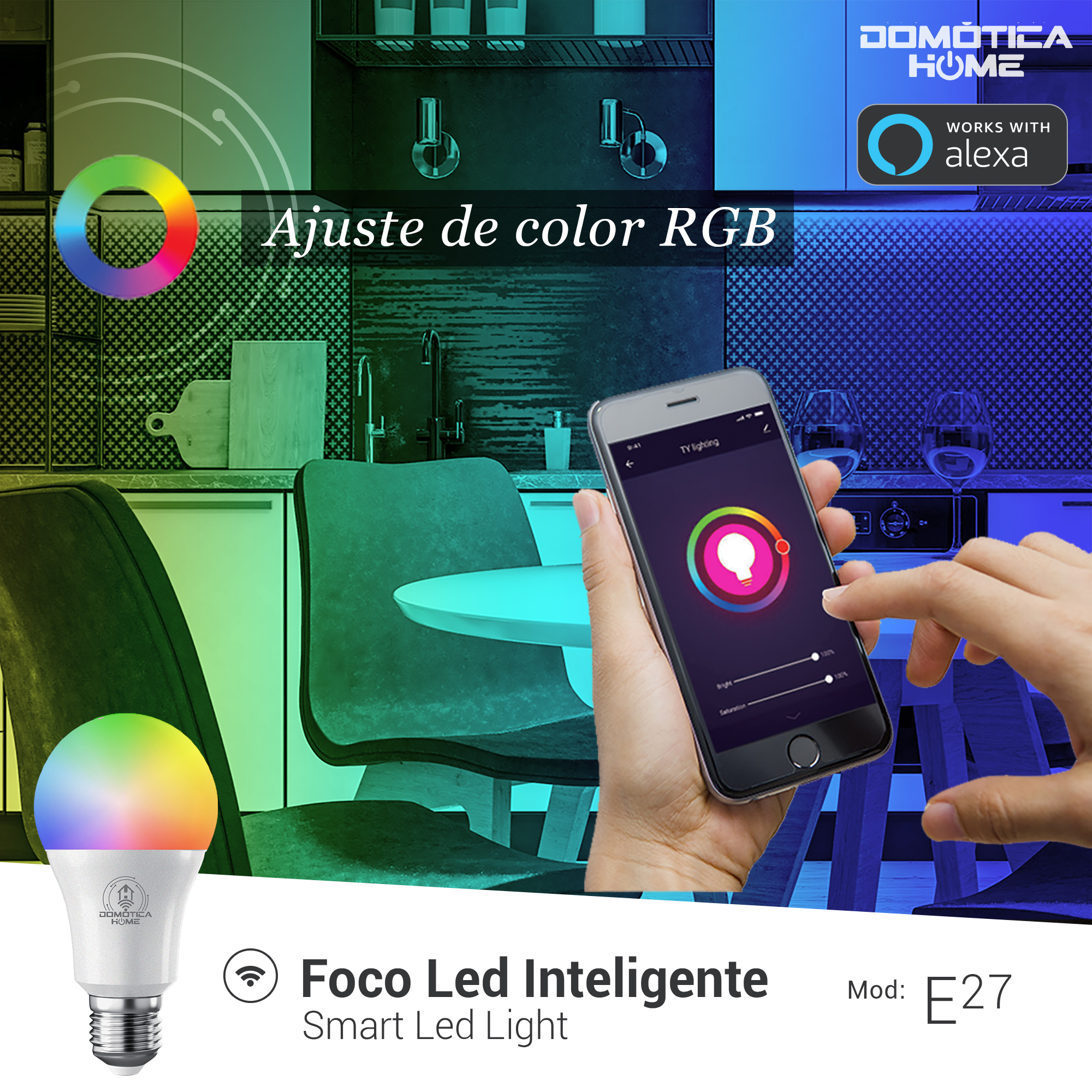 Foto 3 pulgar | Focos Inteligentes Domotica Home Pack 4 Multicolor