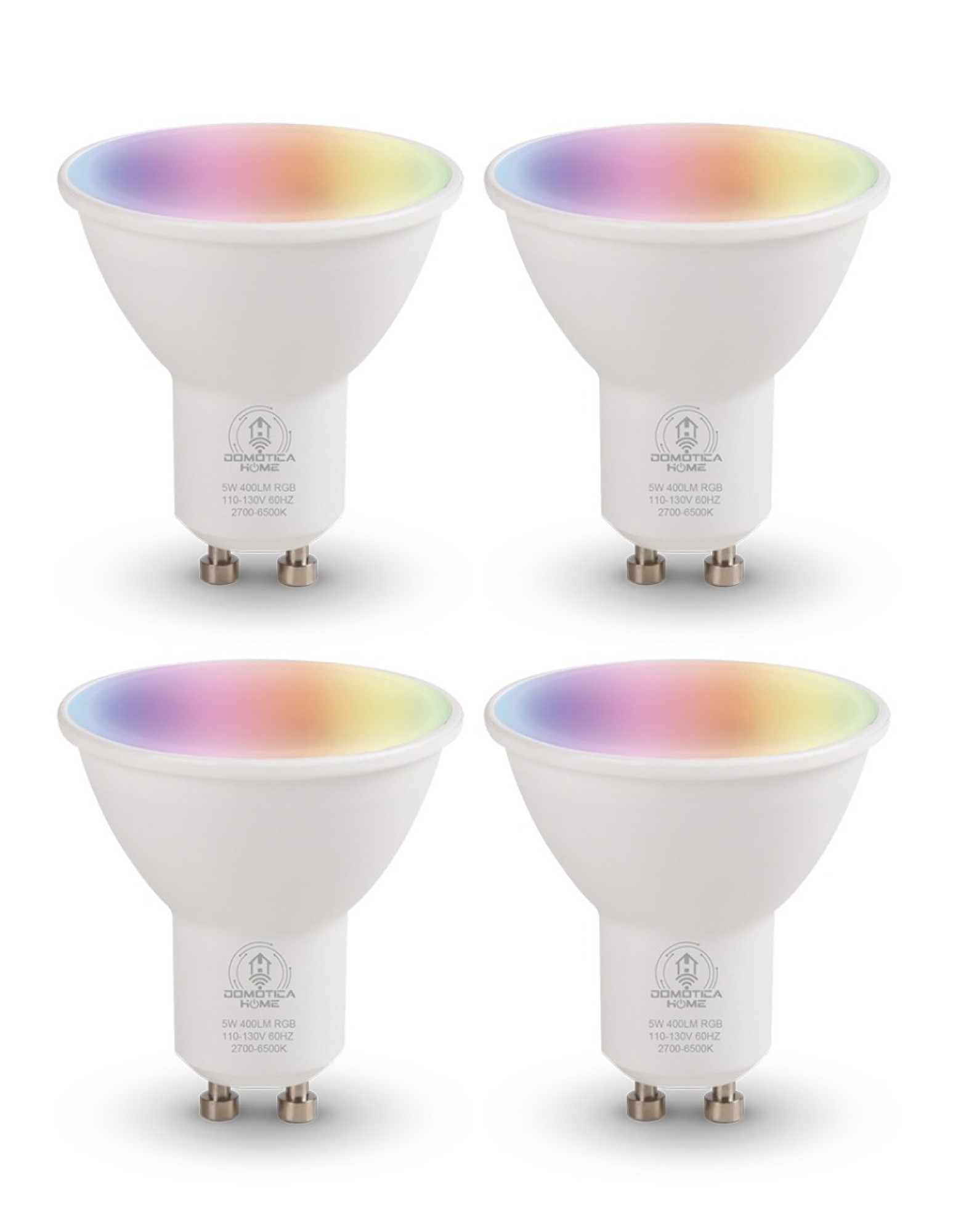 Focos Inteligentes Led GU10 Wifi Multicolor/Luz Blanca Fría/Cálida con 4 Piezas