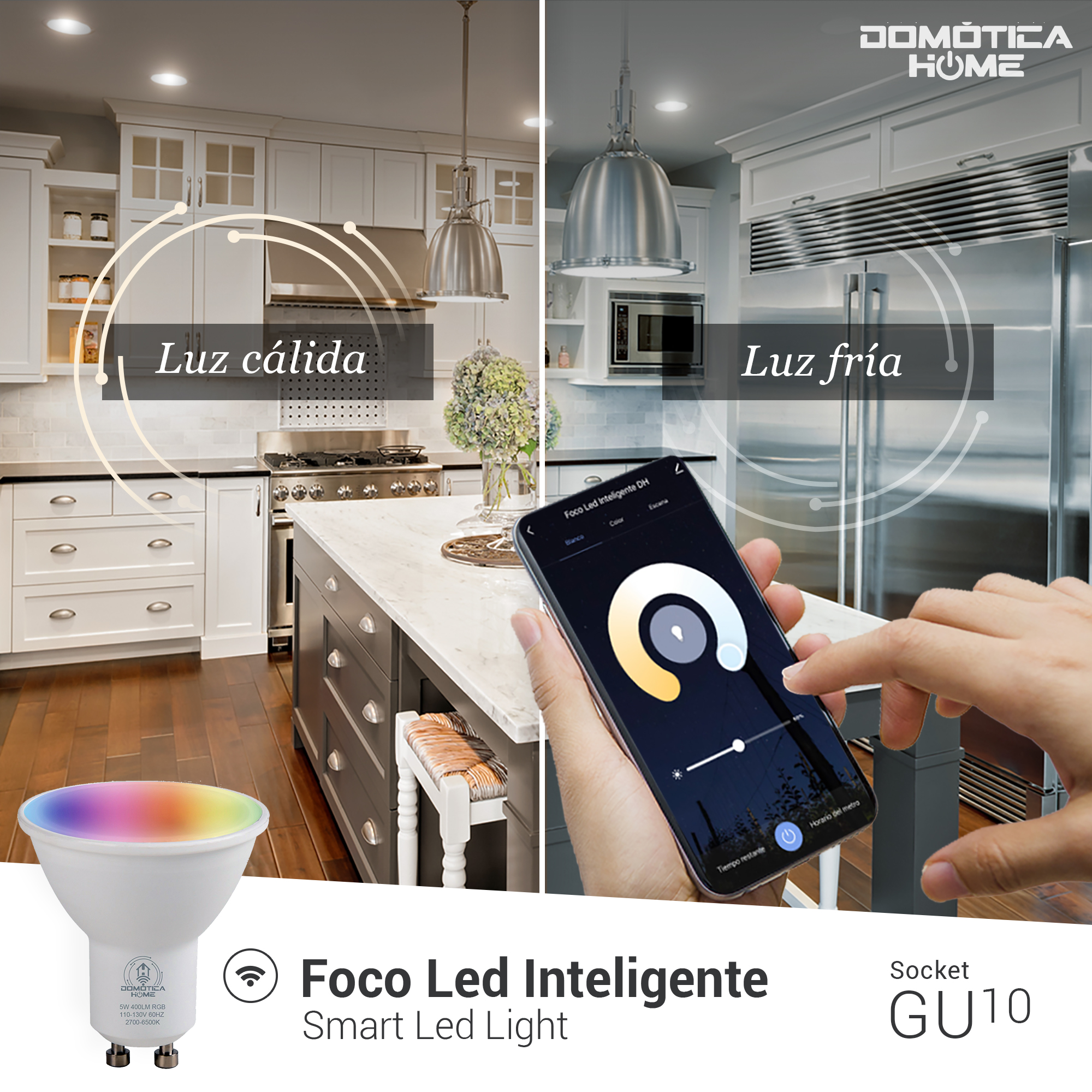 Foto 4 pulgar | Focos Inteligentes Led GU10 Wifi Multicolor/Luz Blanca Fría/Cálida con 4 Piezas