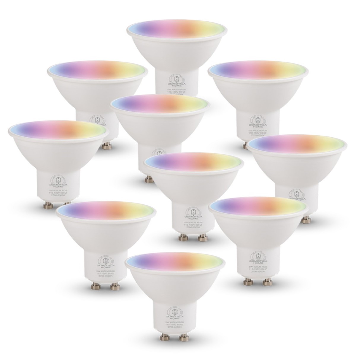 Foto 2 pulgar | Set de 10 Focos Inteligentes Led Gu10 Wifi Multicolor