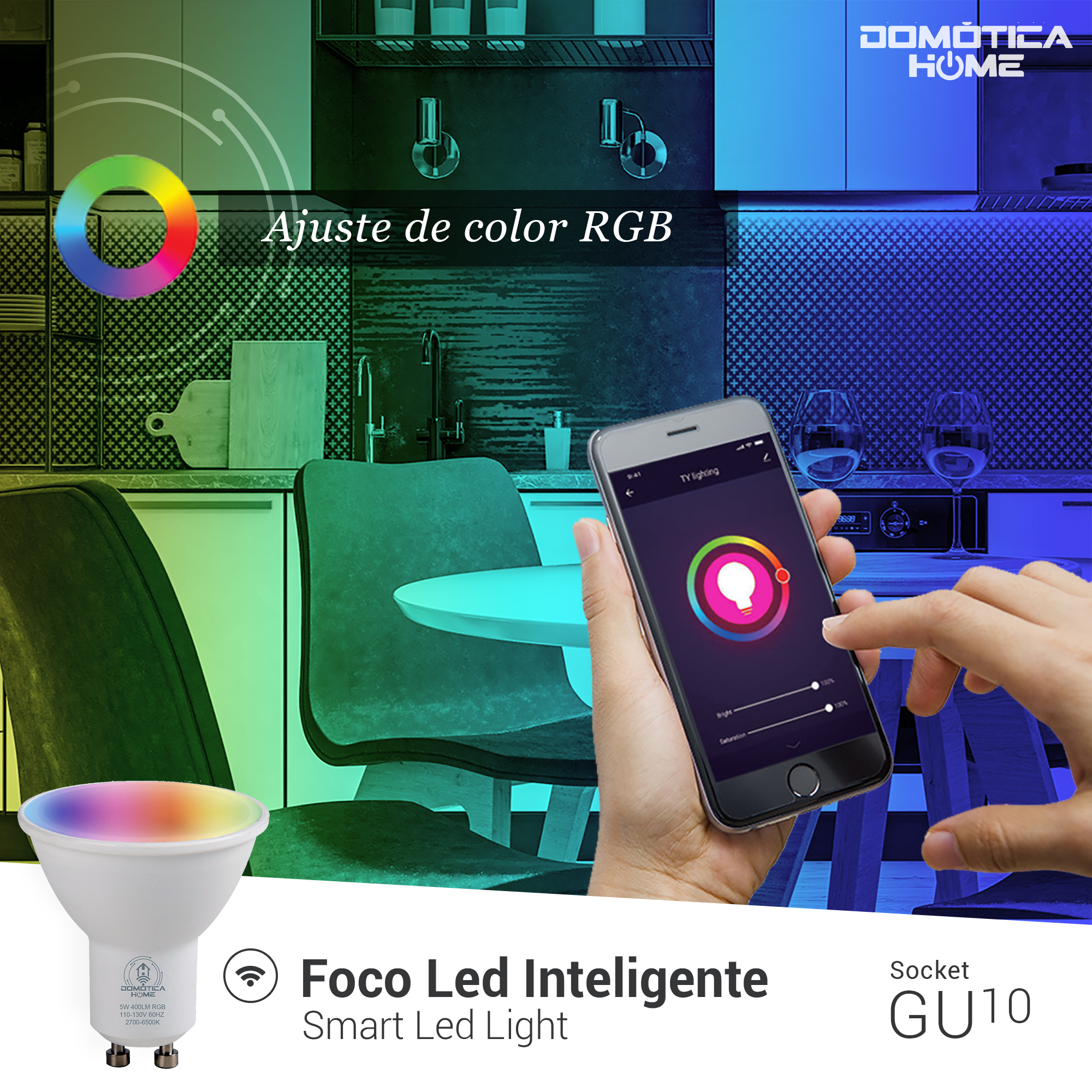 Foto 4 pulgar | Set de 10 Focos Inteligentes Led Gu10 Wifi Multicolor