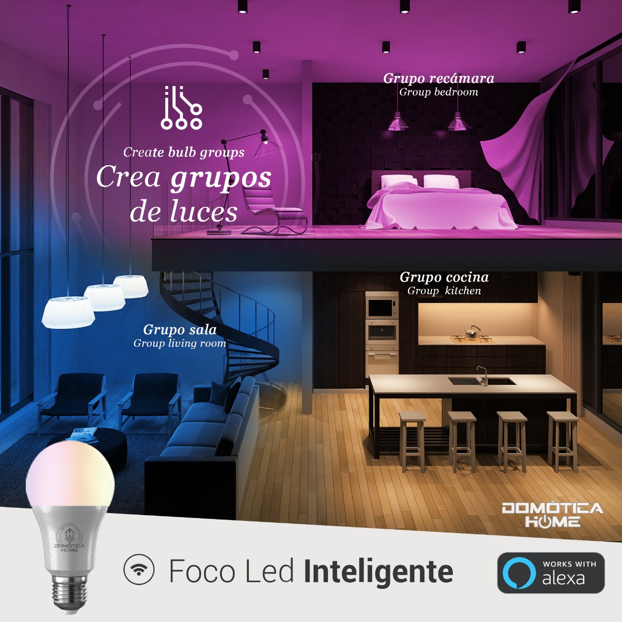 Foto 4 pulgar | Focos Inteligentes Led Wifi Multicolor + Luz Blanca Fría y Cálida Rango 2700k a 6500k 806 L (10 Pack)