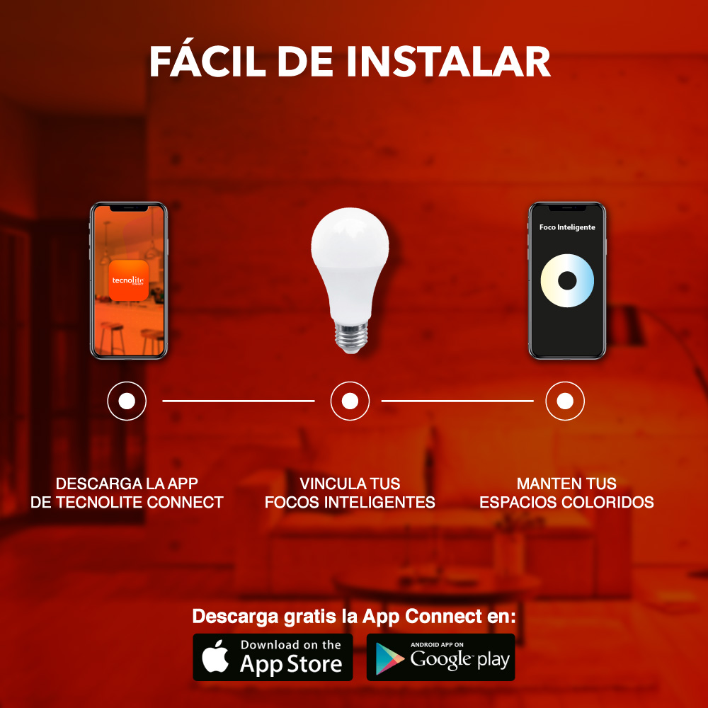 Foto 7 | Foco Inteligente Led Tecnolite Connect 7 W Base E27 Luz Cct Atenuable Compatible con App Móvil y Asistentes de Voz